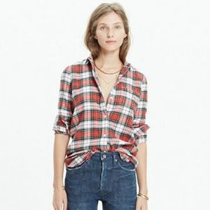 madewell flannel slim boy shirt in tempe plaid